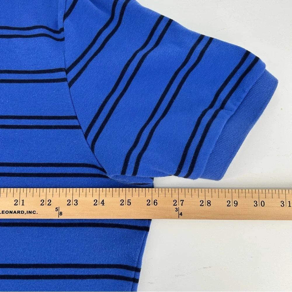 Polo Ralph Lauren Mens XL Blue Short‎ Sleeve Black Stripes Red Pony Polo Shirt